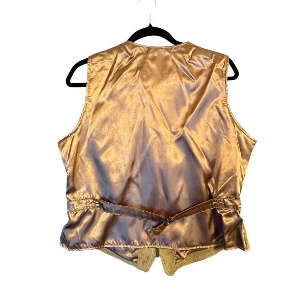 Vtg Faded Glory Leather Vest Women L Tan Suede Zip Front Cinch Back Western Boho - Picture 2 of 12